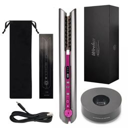 Mini 2 In 1 Rollerflat Iron Usb 4800mah Hair Straightener Curler Professional Wide Plate Iron Straighteners Styling Appliances 240111