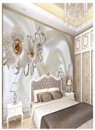 3D wallpaper custom 3d wall murals wallpaper Jewelry silk water pattern flowers 3d luxury TV living room background wall home deco1943905