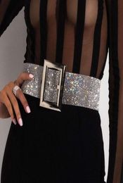 Luxury 7cm wide Full Rhinestone Waist Belts Women Diamante Crystal Chain Bride Wide Shiny Gold Silver Waist Belt strap for women3699942