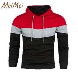 American Loose Colour Matching Sweatshirts Street Casual Striped Sweaters Retro Contrast Pocket Allmatch Mens Clothing 240111
