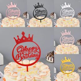 Party Supplies 1pcs Acrylic Happy Birthday Crown Cake Topper Letter Toppers Black Decorations Boy