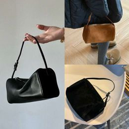 The Row Bag Cowhide Reversed Suede Penholder Underarm Bag 90s Mini Square Bag Leather Handbag Penholder Bag