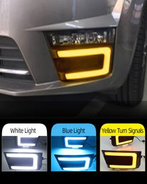 1 Set For Skoda Octavia RS A7 2016 2017 ABS 12V LED DRL Daytime Running Lights With turnning yellow signal Lamp9827390