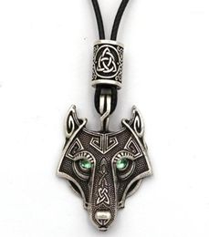 Green Eyes Wolf Pendant Vegvisir Valknut Runes Bead Viking Jewellery Necklace Men Pagan Amulet Talisman Drop119068727923854