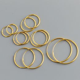 Unisex Fashion Earrings Jewelry Smooth 12mm-28mm Diameter 18K Yellow White Gold Plated 925 Sterling Silver Slim Hoops Earrings for Men Women