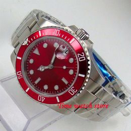 40mm men's watch red Sterile dial Luminous sapphire glass Miyota 8215 Automatic movement wrist watch men 181231E