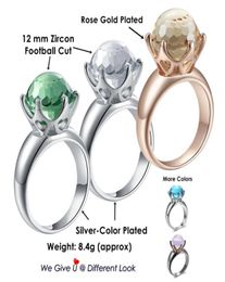 New Special Cut Solitaire Women Love Wedding Ring Green White Champagne Zircon 6 Prawn Crown Jewelry WA11498W3795167
