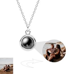 Necklaces Dascusto New Custom Projection Photo Necklace For Women Personalised Picture Round Pendant Necklace Custom Jewellery Memorial Gift