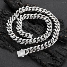 Chains Hiphop 10mm Miami Iced Bling Zircon Cuban Link Necklace Stainless Steel For Men 14K Gold Plated 3A Chain Necklaces
