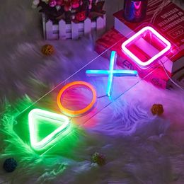 1pc Game Button LED Neon Sign With Back Panel, USB Neon Sign Light With Switch Wall Art Decorative Hanging Sign For Bar Bedroom Living Room Decor