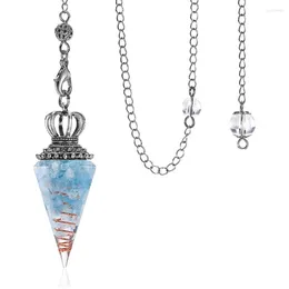 Pendant Necklaces Natural 7 Chakra Healing Crystal Pendulum For Divination Dowsing 6 Faceted Crown Hexagon Pointed Resin Chip Quartz Stone