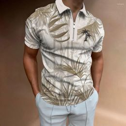 Men's Polos Polo Shirt Striped Short Sleeve T-Shirt Breathable Top High Quality Lapel Street Floral Tops Print