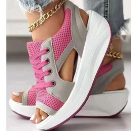 Summer Women 3D94d Fashion Lady Platform Chunky Sandals Comfortable Mesh Open Toe Casual Sports Ladies Shoes Plus Size 43 240110