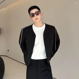 Men's Suits SYUHGFA 2024 Spring Wear Tide Korean Casual Diamonds Chain Suit Coat Loose Simple Long Sleeve Blazers For Male