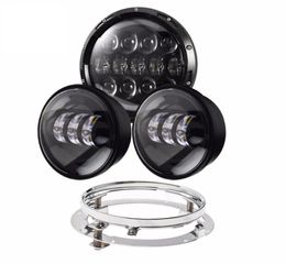 Car Headlights 4pcs 7inch LED Headlight With Amber Lighting Angel Eye 45inch Fog Lamp Mounting Bracket Ring3592667