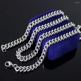 Chains Wholesale 5pcs Lot 18-36'' Choose Women Men's Jewelry Stainless Steel 4.2mm Smooth Curb Link Chain Necklace Shiny