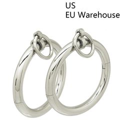 Polished shining stainless steel lockable wrist ankle cuffs bangle slave bracelet with removable O ring restraints set 240110