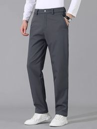 Men's Winter Casual Pants Outdoor Thick Warm Fleece Lined Windproof Waterproof Straight Golf Trousers Plus Size 8XL 240111