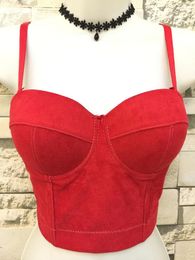 Bustiers & Corsets P31 Faux Suede Boho Hippie Corset Bralet Women's Bustier Bra Night Club Party Cropped Tube Top