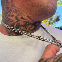 Naszyjnik łącza kubańskiego, 3 do 11 mm 14K biały złoty naszyjnik dla mężczyzn Choker, męskie naszyjniki biżuteria