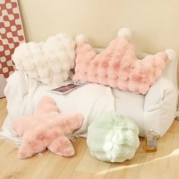 INS Star Crown Love Toy Cute Stuffed Heart Ball Throw Pillow for Girlfriend Soft Peluches Toys Cushion Home Decor 240111