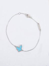 S925 silver Charm pendant bracelet with blue butterfly shape in two Colours plated and rhombus clasp for women wedding Jewellery gift2029287