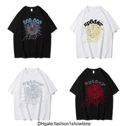 24ss Men T Shirt Pink Young Thug Sp5der 555555 mans Women Quality Foaming Printing Spider Web Pattern Tshirt Fashion Top Tees ya 5463