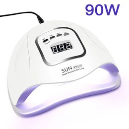 LED Nail Lamp for Manicure 114W90W54W Dryer Machine UV For Curing Gel Polish With Motion sensing LCD Display 240111