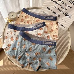 Underpants Cute Bear Men's Underwear Mid-waist Cotton Boxers Loose Comfortable Breathable Cartoon Men