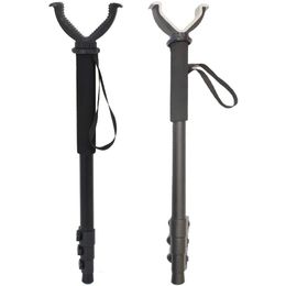 Monopods Tactical Adjustable Telescopic Monopod Shooting Rack Rotating V Yoke Mount Adapter for Hunting Shooting Stick Shoulder Strap