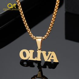 Necklaces Customise Name Necklace Gold Chain Stainless Steel Nameplate Name Pendant For Women Charm Personalised Jewellery Gift Won't fade