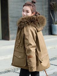 Women's Trench Coats 2024 Korean Winter Jacket Women Parka Fashion Cotton Coat Hooded Parkas Slim With Fur Collar Warm Snow Wear Padded