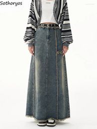 Skirts Women S-4XL Loose American Style Design Fashion All-match Casual Simple Retro Winter Ladies Streetwear Denim Faldas