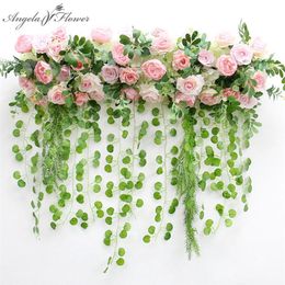 1M Custom Artificial Flower Arrangement With Hanging Willow Green Plants Decor Wedding Arch Backdrop Party Event Silk Flower Row211z