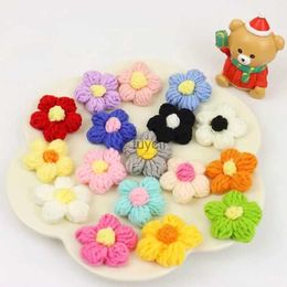 Other Arts and Crafts 14Styles Candy Color Knitted Flower DIY Craft Sew On Patches Clothing Jewelry Hair Clip Hat Scarves Shoes Decor Applique YQ240111