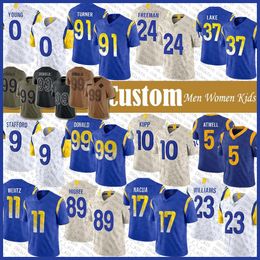 10 Cooper Kupp Aaron Donald Football Jersey Matthew Stafford Puka Nacua Kyren Williams Tyler Higbee Carson Wentz Kobie Turner Byron Young Royce Freeman Quentin Lake