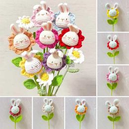 Other Arts and Crafts Cute Rabbit Crochet Flower for Girlfriend Ins Finished Hand Woven Flower Creative Knitted Flower Birthday Valentine's Day Gift YQ240111