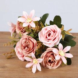 Decorative Flowers Beautiful Flower Bundle Xiangfei Mountain Silk Rose Artificial Wedding Family Table Decoration And