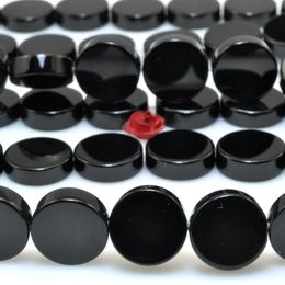 Loose Gemstones Black Onyx Agate Stone Smooth Flat Coin Beads Wholesale For Jewellery Making Bracelet Necklace Diy Design