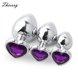 Thierry 3pcs set Heartshaped Crystal Metal Anal Plug Stainless Steel Anal Butt Plug Sex Toys for anus women Men anal toys 20121729227561