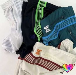 Men's Shorts lticolor Stripes Needles Shorts Men Women Mixed Styles 1 1 Needles Tra Shorts High Street AWGE Embroidery Butterfly Breechesyolq