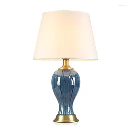 Table Lamps 33X55CM European Blue Ceramic Lamp For Bedroom Living Room Bedside Home Decor Bed Side