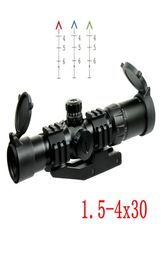 Tactical 154x30 Hunting Shooting Rifle Scope Chevron Reticle with Offset Weaver Mount Ring fit AR15 223 556mm1475921