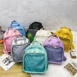 School Bags 2024 Ita Fashion Backpack PVC Creative Candy Colour Transparent Student Schoolbag Waterproof Travel Back Pack Itabag