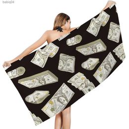 Blankets Dollar Money Personalized Beach Towel Spa Gym Yoga Poncho Surf Blanket for Home Camping Cover Bathrobes Mat Sauna Swim for Adult