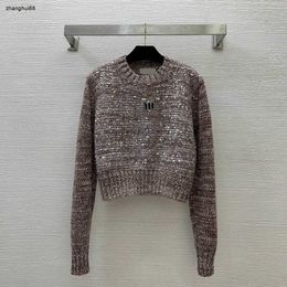 brand women designer fashion Chest logo short long sleeve round neck knitted sweater high quality upper garment Jan 11