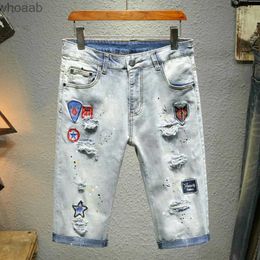 Men's Shorts Fashion Brand Men Jeans Shorts Hole Streetwear Slim Straight Denim Shorts Summer Casual Ripped Jeans for Men YQ240111