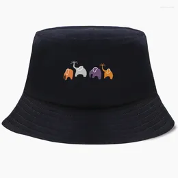 Berets Cartoon Elephant Dancing Bucket Hat Panama Men Print Cap Women Bob Fishing Hats Panamas Cotton Outdoor Sunscreen Fisherman Caps