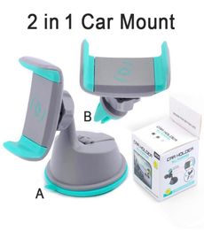 2 in 1 Mini Windshield Car Mount Holder 360 Rotating Air Vent Sunction Kickstand For Mobile Cell phone holder with retail package9160137