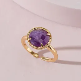 Cluster Rings Spring Summer Elegant Delicate Woman Natural Faceted Purple Stone Ring 2024 Fashion Open